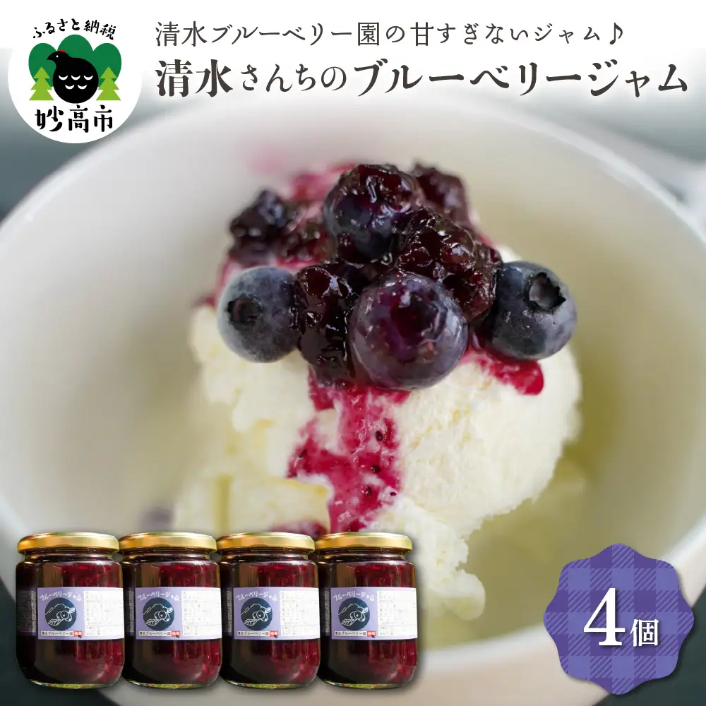 清水さんちのブルーベリージャム 260g × 4個 セット