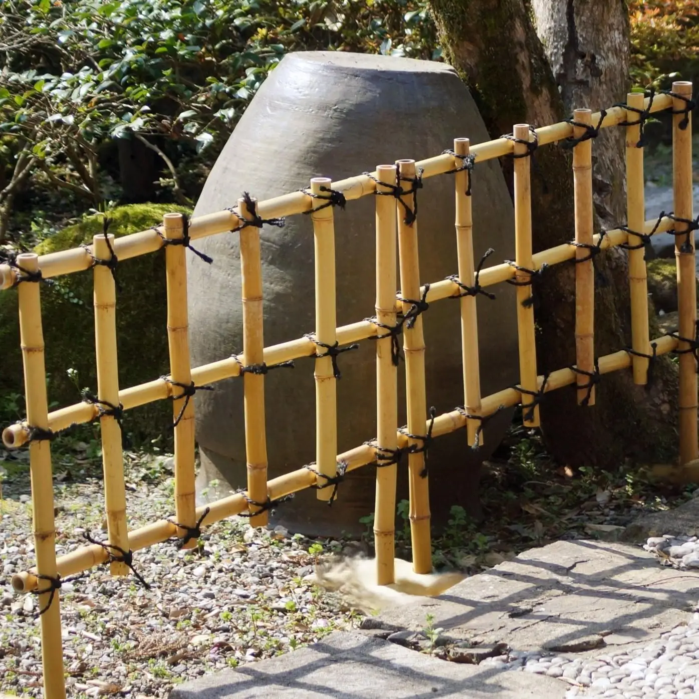 竹家具専門店【梅里竹芸】竹垣（埋め込み用）2個＜19-4a＞