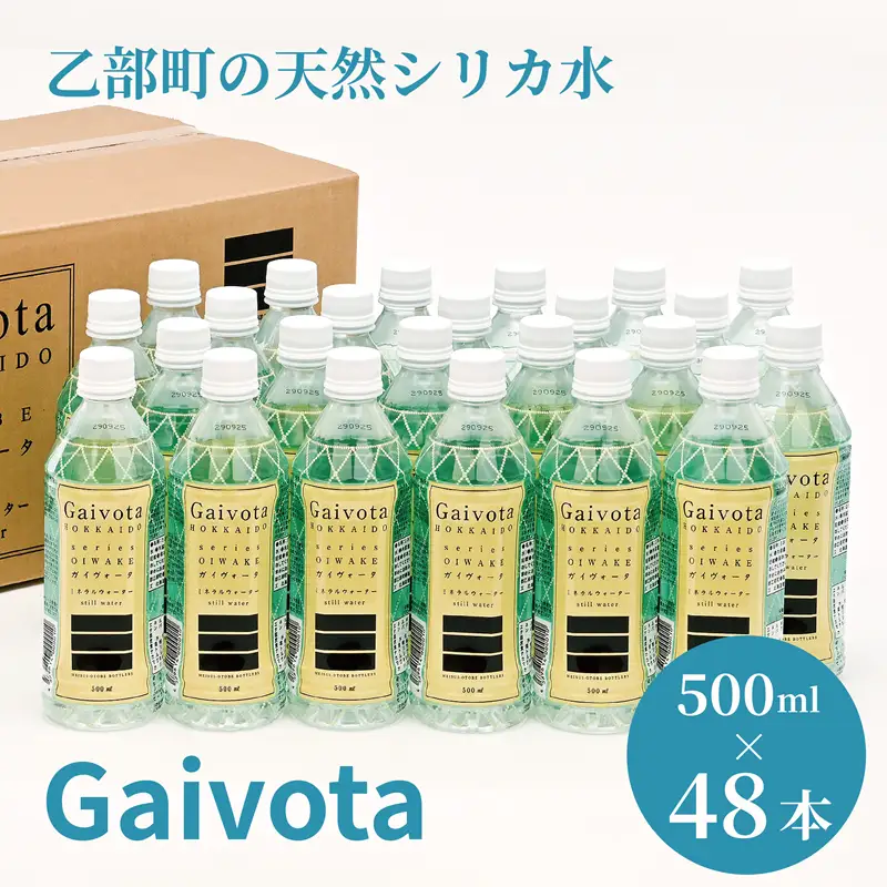 ＜Gaivota　2箱（500ml×24本/箱)＞北のハイグレード食品 天然シリカ水  ミネラルウォーター  軟水 北海道産 北海道 乙部町 天然水 美容 ケイ素 無添加 シリカ ガイヴォータ 美肌 ミネラル 口当たり まろやか 備蓄 災害用 非常用