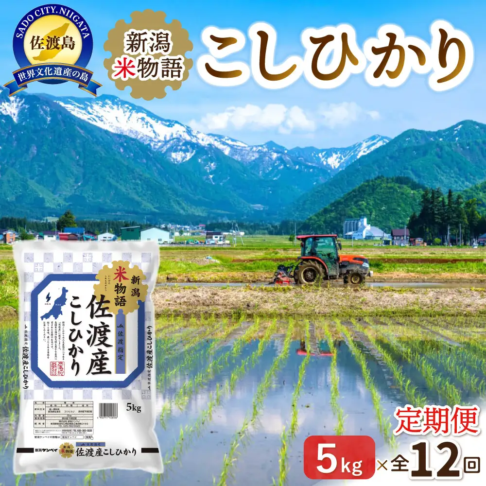 【12ヶ月連続お届け】新潟米物語佐渡産コシヒカリ（5kg）