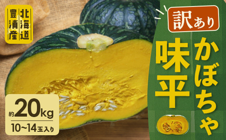 【2026年9月以降順次発送】【訳あり】北海道 豊浦産 かぼちゃ 味平 約20kg 10～14玉入り