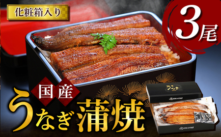 うなぎ蒲焼 3尾入　国産 鰻 ウナギ 蒲焼き ギフト 贈答品 お歳暮 正月 うな丼 鰻丼 うな重 鰻重 ひつまぶし お中元 魚貝類 魚介類 