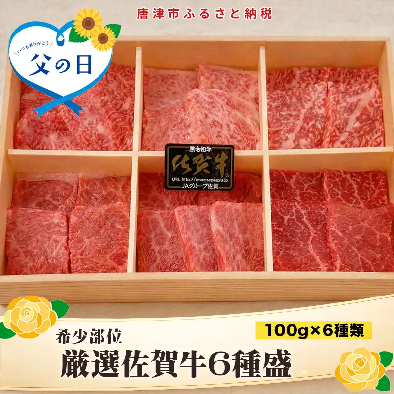 「父の日」佐賀牛希少部位100g×6種類(合計600g) にくのともる厳選 焼肉用 A5～A4等級 食べ比べ ギフト キャンプ