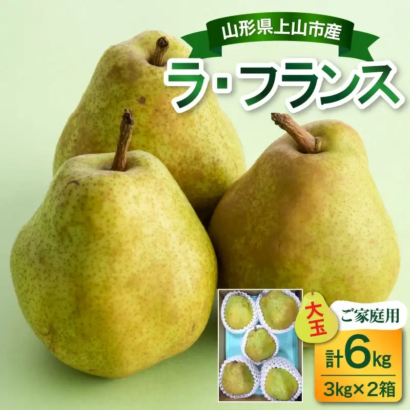 西洋梨（ラ・フランス）３ｋｇ×２箱　大玉　ご家庭用　0017-2619