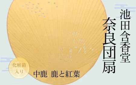 うちわ 『奈良うちわ・茶 池田含香堂 （鹿と奥山のもみじ）』 団扇 12-120