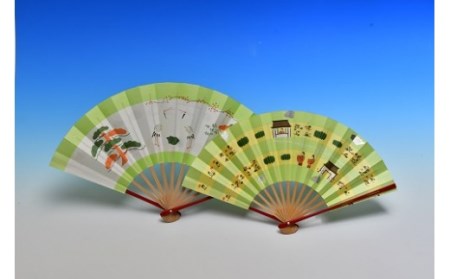 扇子 池田含香堂 奈良絵扇子（一対）奈良扇子 H-07