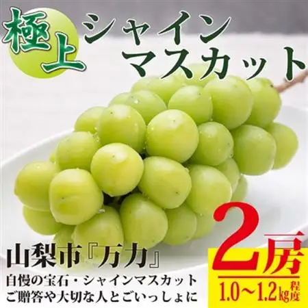 【2026年発送 】生産者直送『万力』極上シャインマスカット2房　計1kg～1.2kg程度【配送不可地域：離島】【1137178】