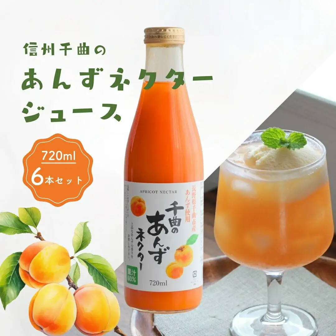 信州 千曲のあんず ネクター ジュース 720ml 6本セット|あんずジュース あんずジュース