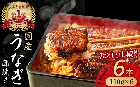 うなぎの蒲焼き (110g×6尾)  うなぎ たれ付 鰻 ／Esu-125