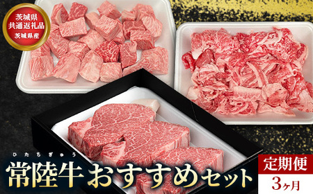 【茨城県共通返礼品】茨城県産【定期便】常陸牛 おすすめセット 3ヶ月連続 定期便 お肉