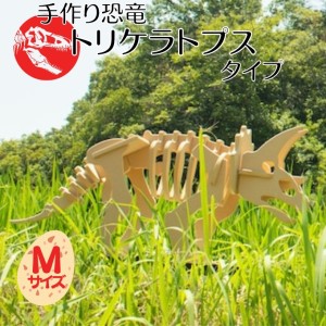 手作り恐竜 トリケラトプス タイプ Mサイズ[ 恐竜 パズル 知育 キッズ 子供 おもちゃ 玩具 ] 立体パズル 組み立て 恐竜のほねほねパズル 工具不要 安全を考えて作られた 手作りの恐竜 