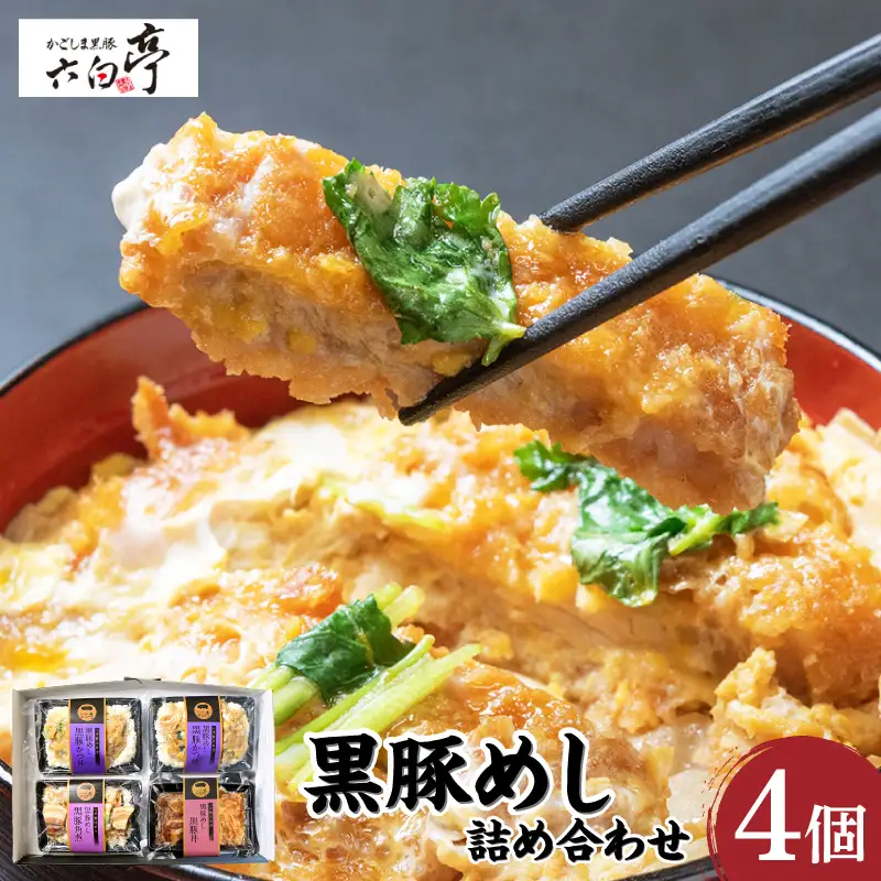 【 かごしま黒豚 六白亭 】 黒豚めし 詰合せ 4個 K163-003 肉 豚肉 惣菜 総菜 冷凍