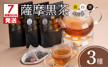 【7営業日以内に発送】薩摩黒茶（白･黒･黄）セット K115-004 スピード配送 最短 すぐ届く お急ぎ