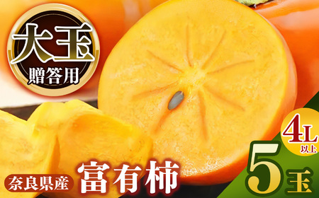 【堀内果実園】《贈答用》富有柿 大玉ギフト 4L以上 5玉 | 秋 旬 国産 奈良県 五條市