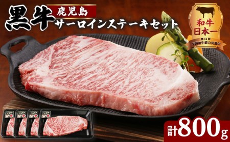 （T-1801）鹿児島黒牛サーロインステーキセット 計800g K127-006 肉 牛肉 冷凍