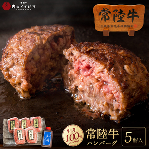 常陸牛100% ハンバーグ 無添加 5個 セット 肉のイイジマ（DU-6）