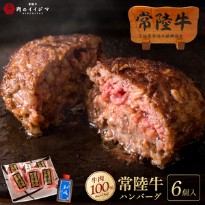 リピーター続出！ 無添加 常陸牛 100% ハンバーグ 100g 6個 セット 肉のイイジマ（DU-78）