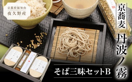 京蕎麦 丹波ノ霧 そば三昧セットB (半なま麺80g×4・濃縮つゆ25ml×4・そば茶ティーバッグ7g×7・そばの実130g) ふるさと納税 福知山市 蕎麦 そば 小分け 備蓄 保存食 常温 人気 【fc-ZB004】【有限会社やくの農業振興団】