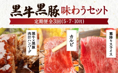 【全3回】黒牛黒豚味わうセット K098-T03 肉 豚肉 牛肉 冷凍