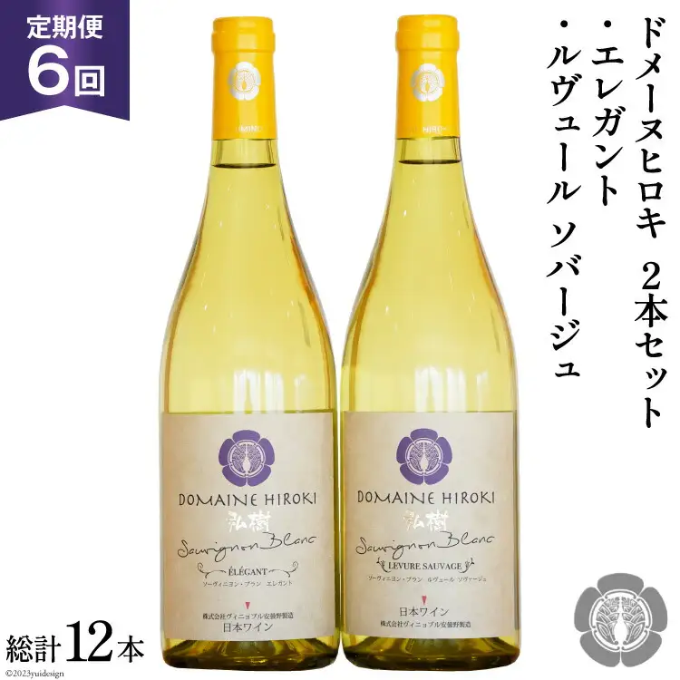 白ワイン セット エレガント & ルヴュールソバージュ 各750ml 計2本 6回 定期便 総計12本 [ヴィニョブル安曇野 長野県 池田町 48110359]