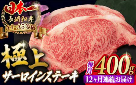 【全12回定期便】サーロイン ステーキ 2枚 400g 長崎和牛 A4?A5ランク 希少部位【野中精肉店】 [VF21] 肉 牛肉 サーロインステーキ 焼肉 定期便