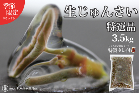 特選生じゅんさい3.5kg ゆずタレ6個 《冷蔵》（2026年5月上旬頃～7月下旬までに発送予定） 令和8年産 2026年産 先行受付  秋田県産 三種町産