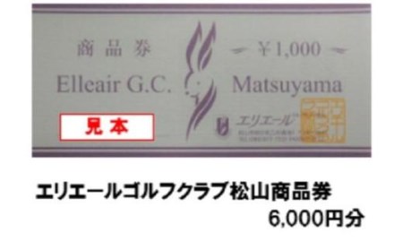 【ゴルフ利用券】エリエールゴルフクラブ松山 商品券 6,000円分 | ｺﾞﾙﾌｺﾞﾙﾌｺﾞﾙﾌｺﾞﾙﾌｺﾞﾙﾌｺﾞﾙﾌ【ER001】