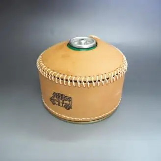 【1076-1】心躍るビンテージレザーの質感！牛革OD缶カバー BEIGE　( 野口オートキャンプ場 協力)