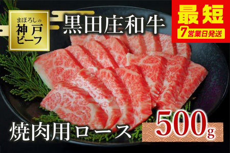 【神戸牛】焼肉用ロース:500g【最短7営業日発送】黒田庄和牛【冷蔵】 （tokusan-24）