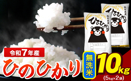令和7年産   ひのひかり 無洗米 10kg   5kg×2袋 熊本県産 米 ブランド米 大容量《7-14日以内に出荷予定(土日祝除く)》