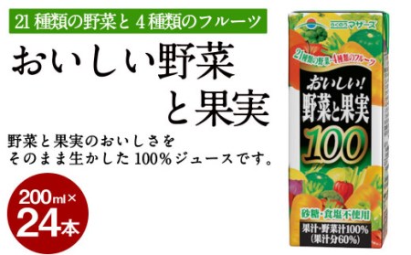 おいしい野菜と果実100 200ml × 24本 合計4800ml フルーツ やさい パックジュース 