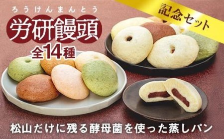 労研饅頭（ろうけんまんとう）全14種類記念セット パン 蒸しパン 菓子パン お取り寄せスイーツ おやつ 和スイーツ あんこ 製菓 冷凍食品 酵母 酵母菌 ギフト 愛媛県 松山市 人気おすすめ【TKU0032_x】