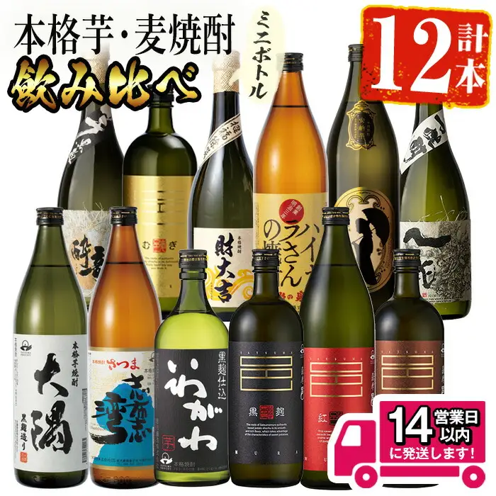 ＜2週間以内発送！＞【芋焼酎 麦焼酎 セット】焼酎 こだわり ミニ 12本 セット 飲み比べ【山元商店】C17-v03