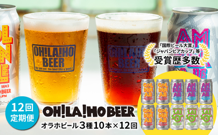 【12回定期便】クラフトビール3種飲み比べ10本セット（ゴールデンエール、アンバーエール、ヌーベルセゾン）｜オラホビール 地ビール　※インターナショナル・ビアカップ2020銀、銅受賞