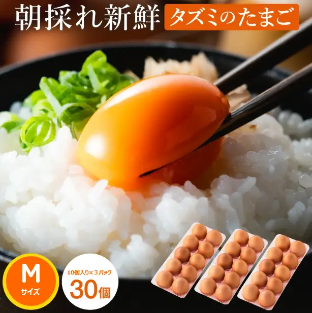 【累計600万個突破！】【TVで紹介されました】タズミの卵Ｍサイズ（30個）008AB01N.／こだわり卵 市川町産 兵庫県産 たまご たまごかけご飯 玉子 生卵 鶏卵 タマゴ 卵焼き TKG