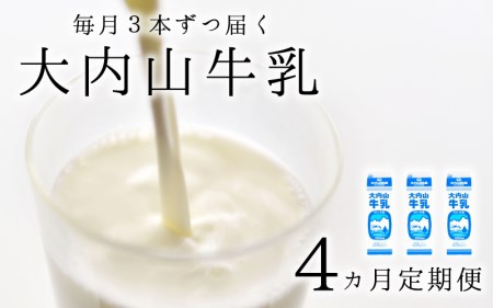 牛乳 ミルク 成分無調整 定期便 / 【4か月定期便】大内山牛乳の定期便　1L×3本を4か月連続でお届け！【tkb403】