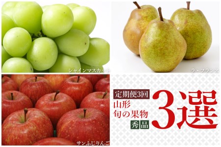 【2026年発送】【定期便3回】山形旬の果物3選（シャインマスカット/ラ・フランス/りんご）_H159(R8)