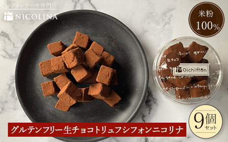 米粉の生チョコトリュフシフォン9個セット (80g×9) ふるさと納税 福知山市 シフォンケーキ グルテンフリー ケーキ スイーツ 米粉 【fc-AA002】【ニコリナ】