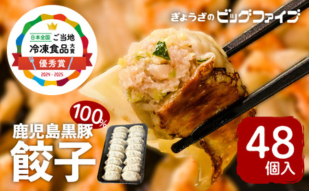 【第1回 日本全国！ ご当地冷凍食品大賞 2024-2025 優秀賞受賞！】鹿児島黒豚100%餃子 48個入り K027-008 肉 豚肉 惣菜 総菜 冷凍