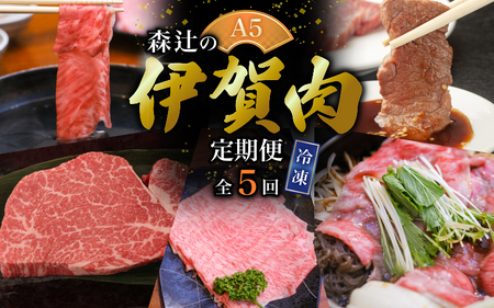 （冷凍）伊賀肉 森辻の【定期便】伊賀牛A5各種 5回お届け【mrtj-tkb0002】