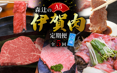 【冷蔵】伊賀肉 森辻の【定期便】伊賀牛A5各種 5回お届け【mrtj-tkb0001】