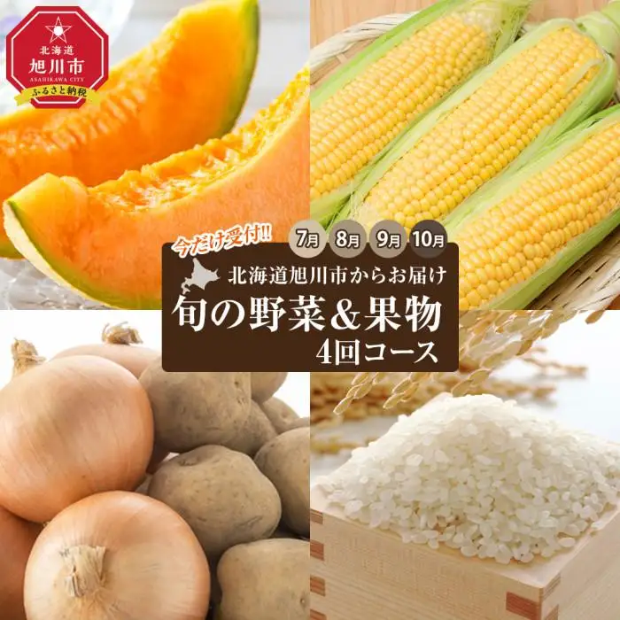 【定期便】北海道旭川市からお届け～旬の野菜果物4回コース（2026年7月下旬発送開始予定）| 定期便 _00230