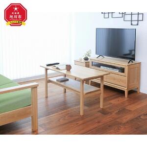 旭川家具　MUKU工房オリジナル　MUKU(ムク)　センターテーブル　ナラ 【 国産 無垢 インテリア 木製 収納 棚付き ナチュラル リビングテーブル センターテーブル リビング 北海道 】 _00521