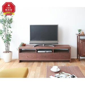 旭川家具 山室家具製作所 プロトNo.608 TVボード160 ウォールナット 【 国産 無垢 インテリア 木製 収納 テレビボード テレビ台 ローボード AVボード リビング 北海道 】 _01961