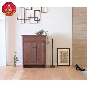 旭川家具　山室家具製作所　プロトNo.621キャビネット60　ウォールナット 【 国産 無垢 インテリア 木製 収納 ナチュラル キャビネット チェスト リビング ダイニング 北海道 】 _01966