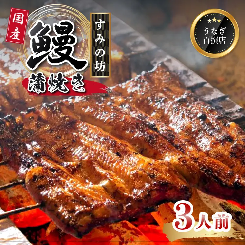鰻蒲焼 3尾 約480g～540g すみの坊 うなぎ 国産 鰻 蒲焼き 手焼き 真空パック ウナギ 土用丑の日 うな重 うな丼 晩ごはん 家族 惣菜 鰻重 贈り物 ギフト 三島うなぎ 静岡県 三島市