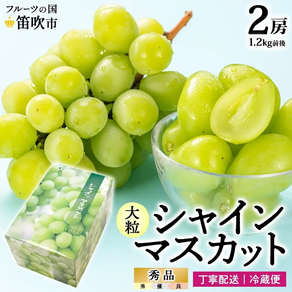 【2026年発送★先行予約】シャインマスカット 2房 1.2kg前後※クール便配送 177-009-26y