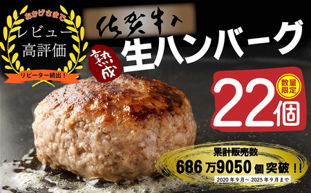 【14日以内発送！数量限定】佐賀牛入り ハンバーグ 22個 2.6kg(120g×22個)(H083106)