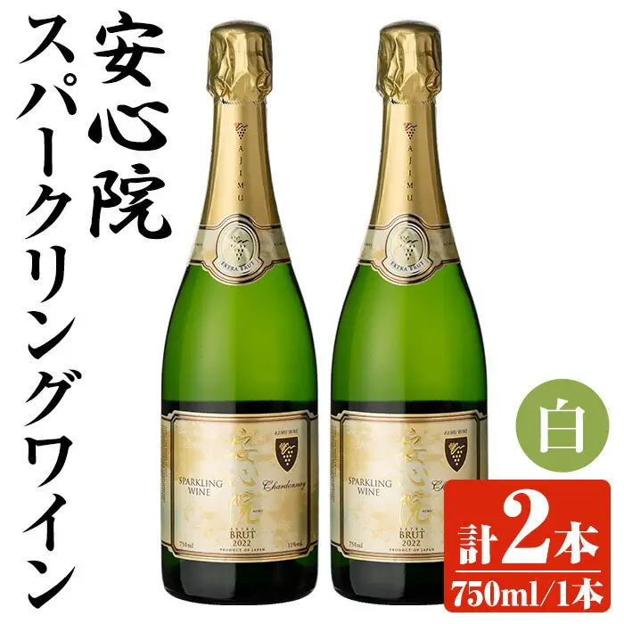 安心院スパークリングワイン 白(計1.5L・750ml×2本)酒 お酒 ワイン 白ワイン スパークリングワイン ぶどう 葡萄【107302602】【時枝酒店】