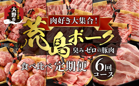 【肉の定期便×6回コース】肉好き大集合！臭みゼロの豚肉「荒島ポーク」食べ比べ 定期便！【福井のブランド豚肉】